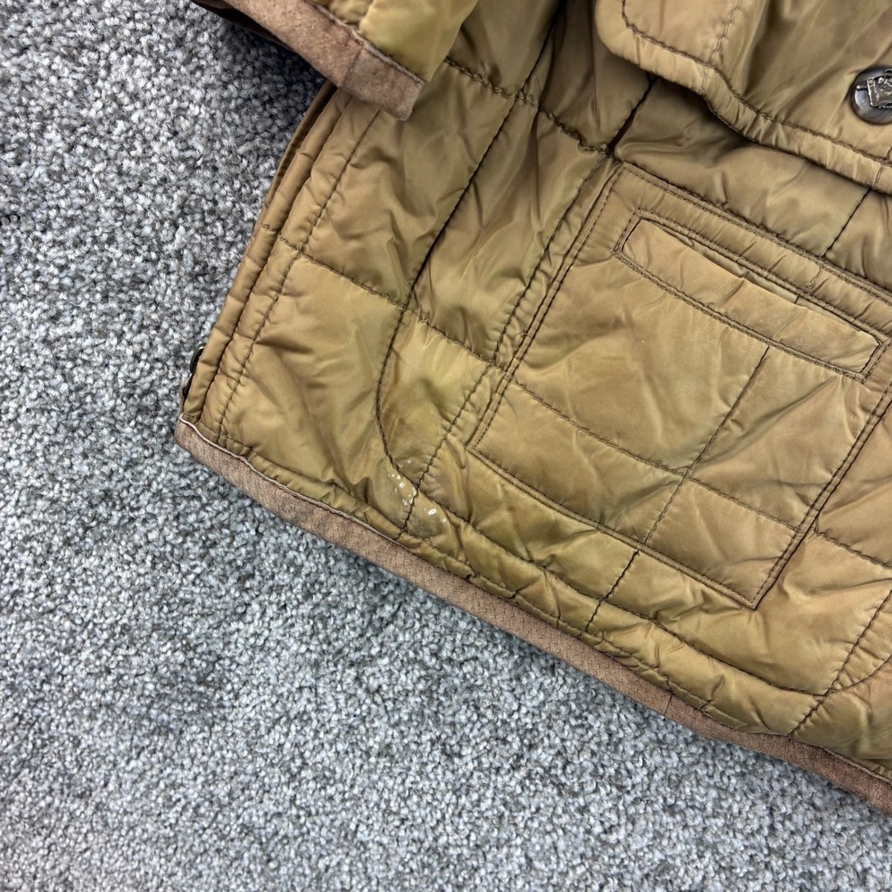 Polo Ralph Lauren Quilted Barn Jacket Womens L Green Corduroy Leather Equestrian - Picture 3 of 8